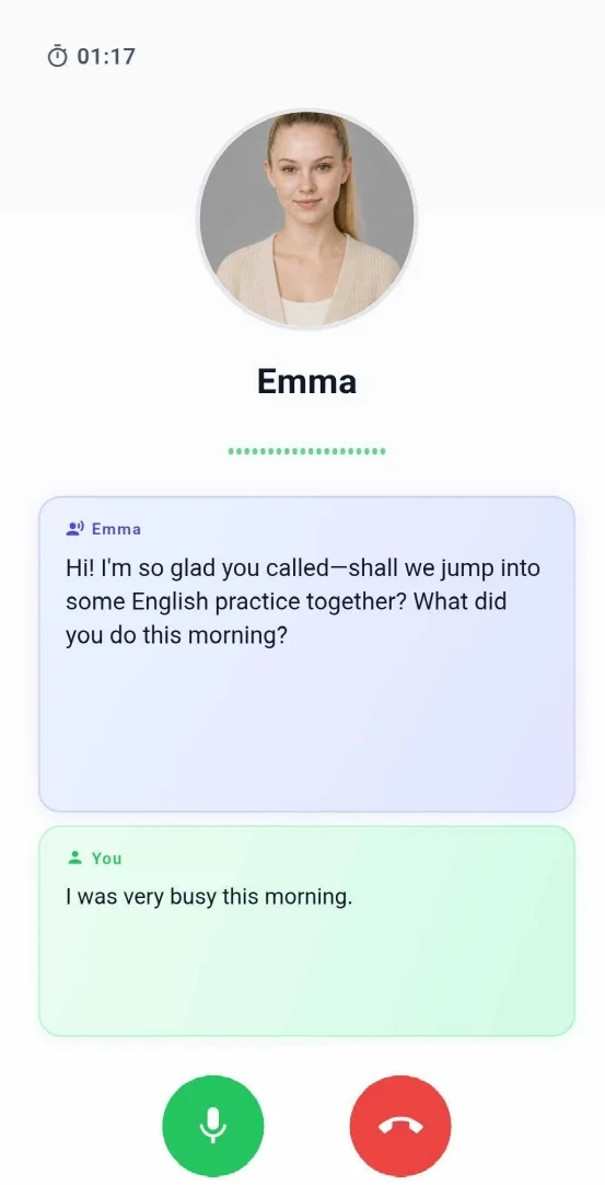 TutorCall live voice call screen